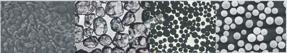 石墨颗粒整形前后显微对比效果